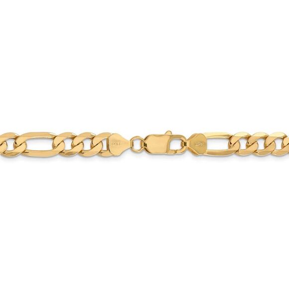 Men's 7.5mm, 14k Yellow Gold, Flat Figaro Chain Necklace, 26 Inch - Picture 4 of 8